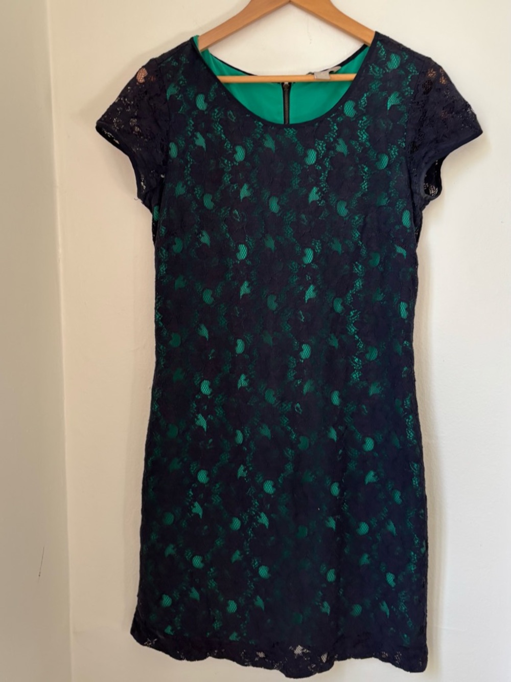 Banana Republic Navy Lace Dress with Green Lining